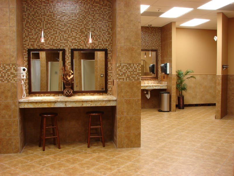 Westerly gym locker room and vanity area